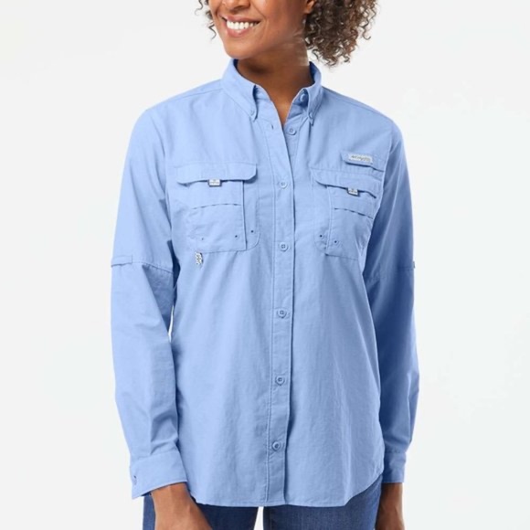 Columbia Blue PFG Bahama Long-Sleeve Shirt M - Picture 2 of 10